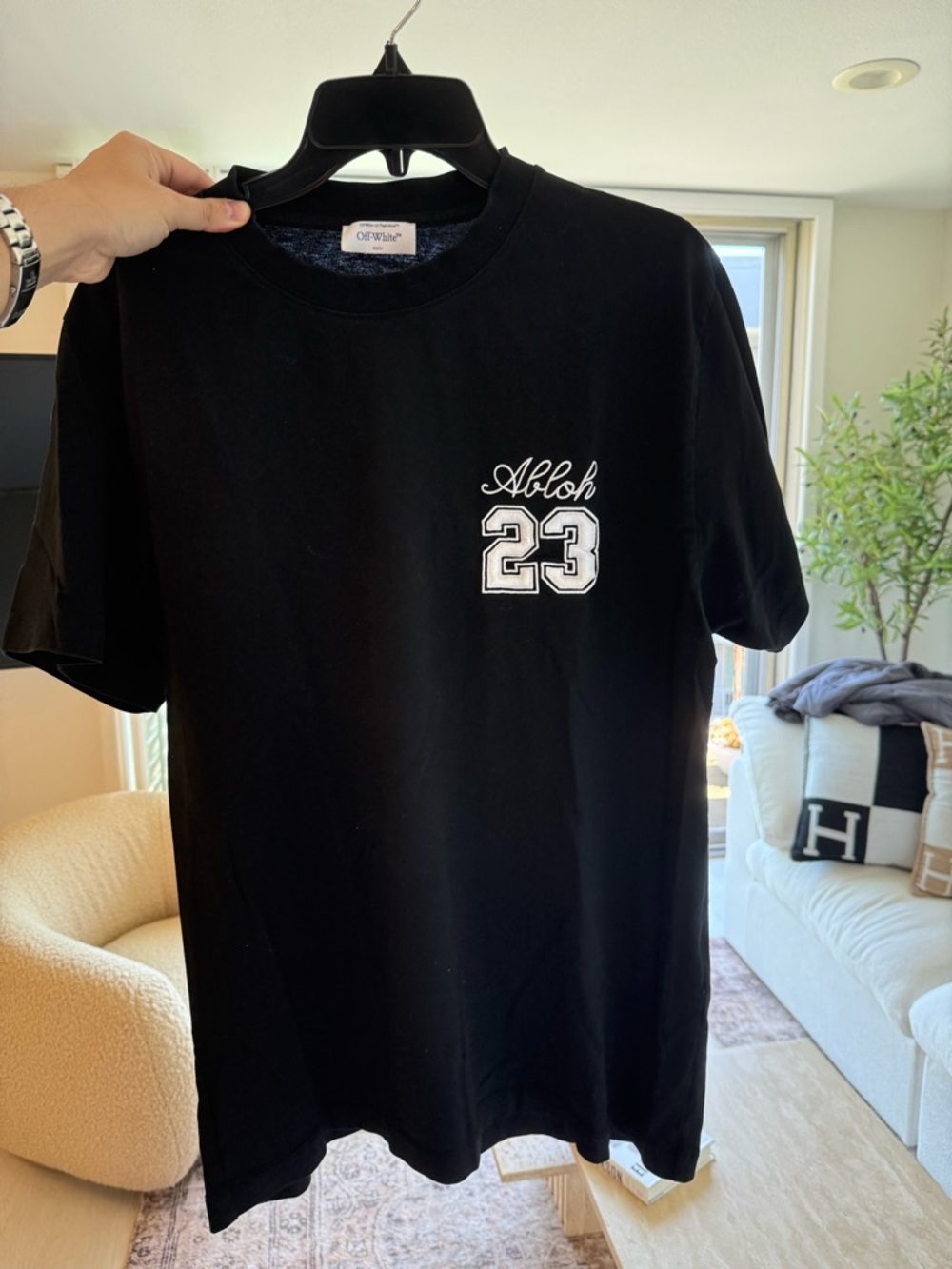 Off-White Black T-Shirt with White 'Abloh 23' Chest Graphic